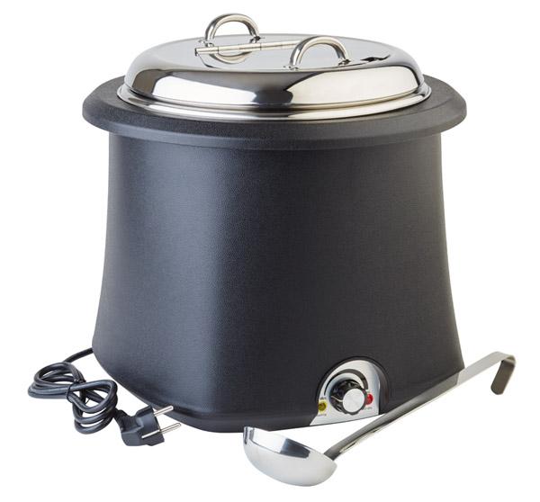 APS Elektrischer Suppentopf schwarz, mit Wasserbad, 10 Liter