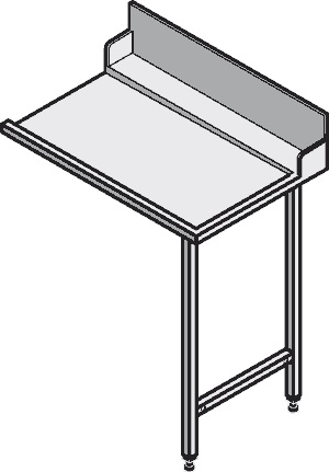 ecomax by HOBART Europroﬁl-Tische ohne Becken, mit Spritzblech (360) für Haubenspülmaschine H604